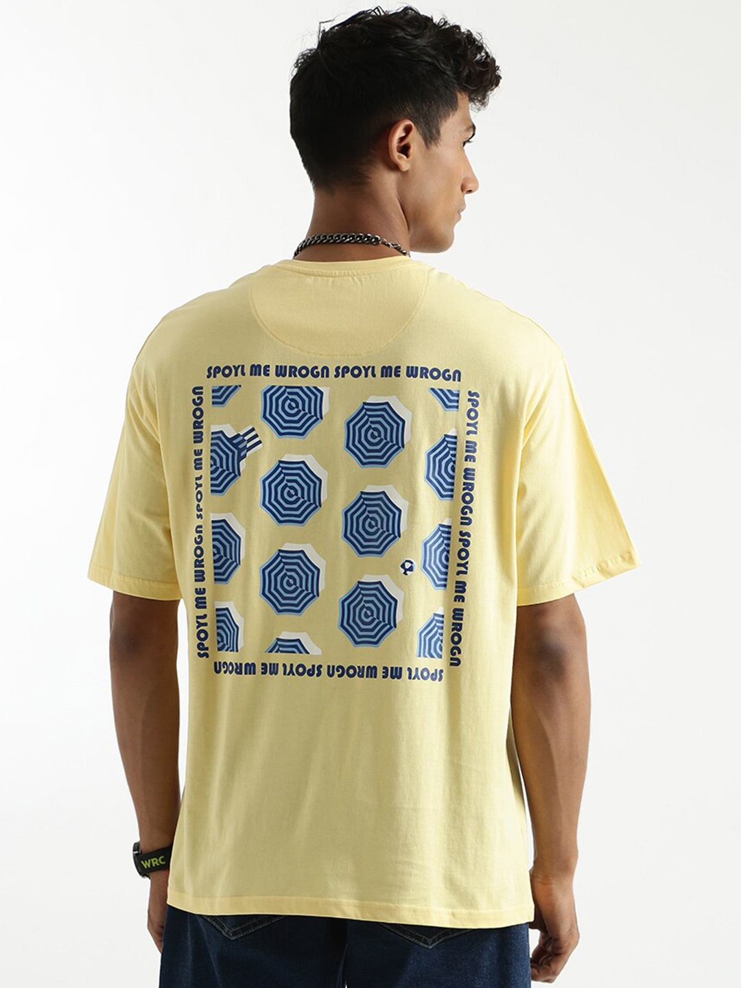 

WROGN Printed Round Neck Cotton Boxy T-shirt, Orange
