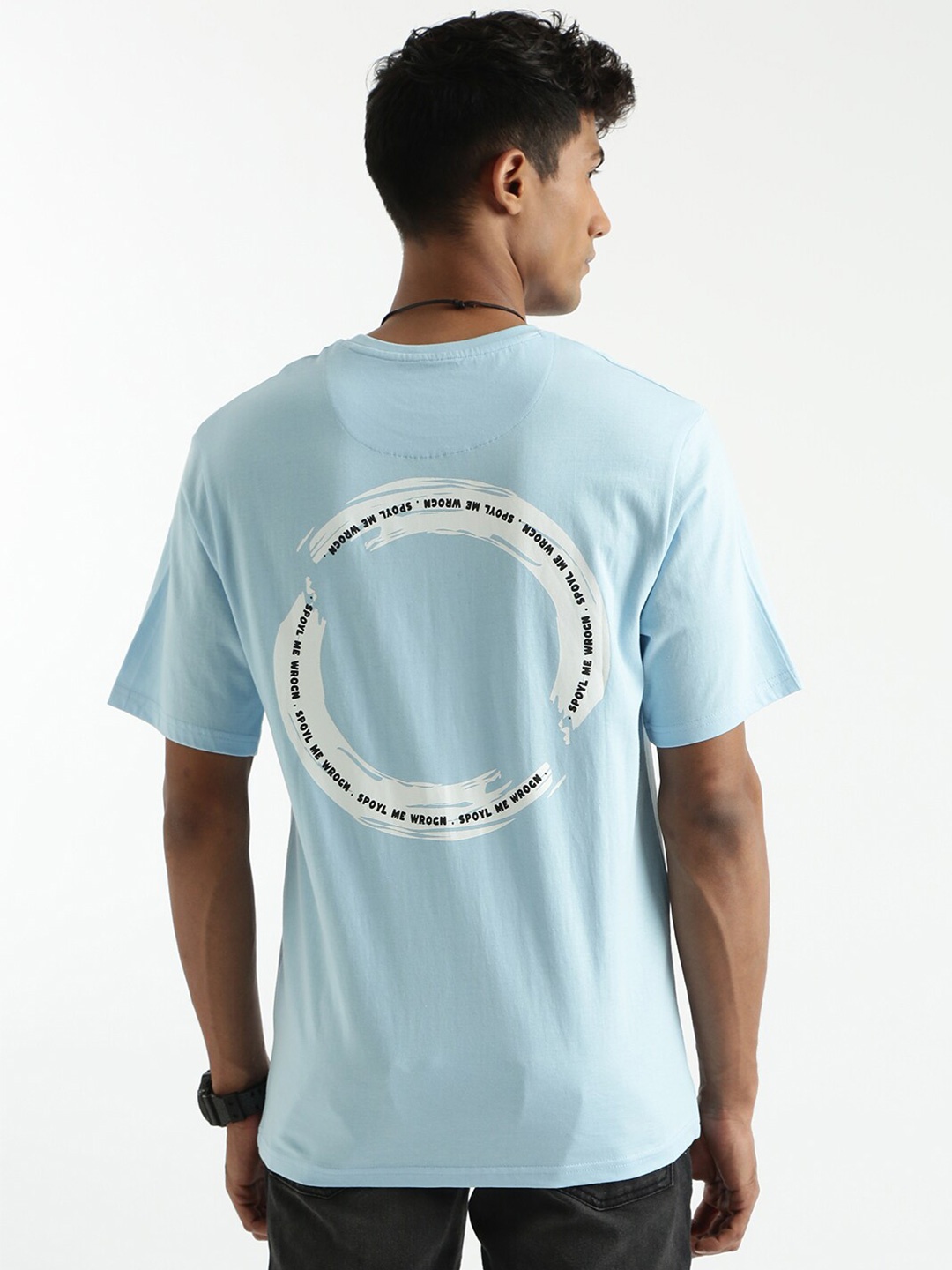 

WROGN Graphic Printed Drop Shoulder Sleeves Cotton Casual T-shirt, Blue
