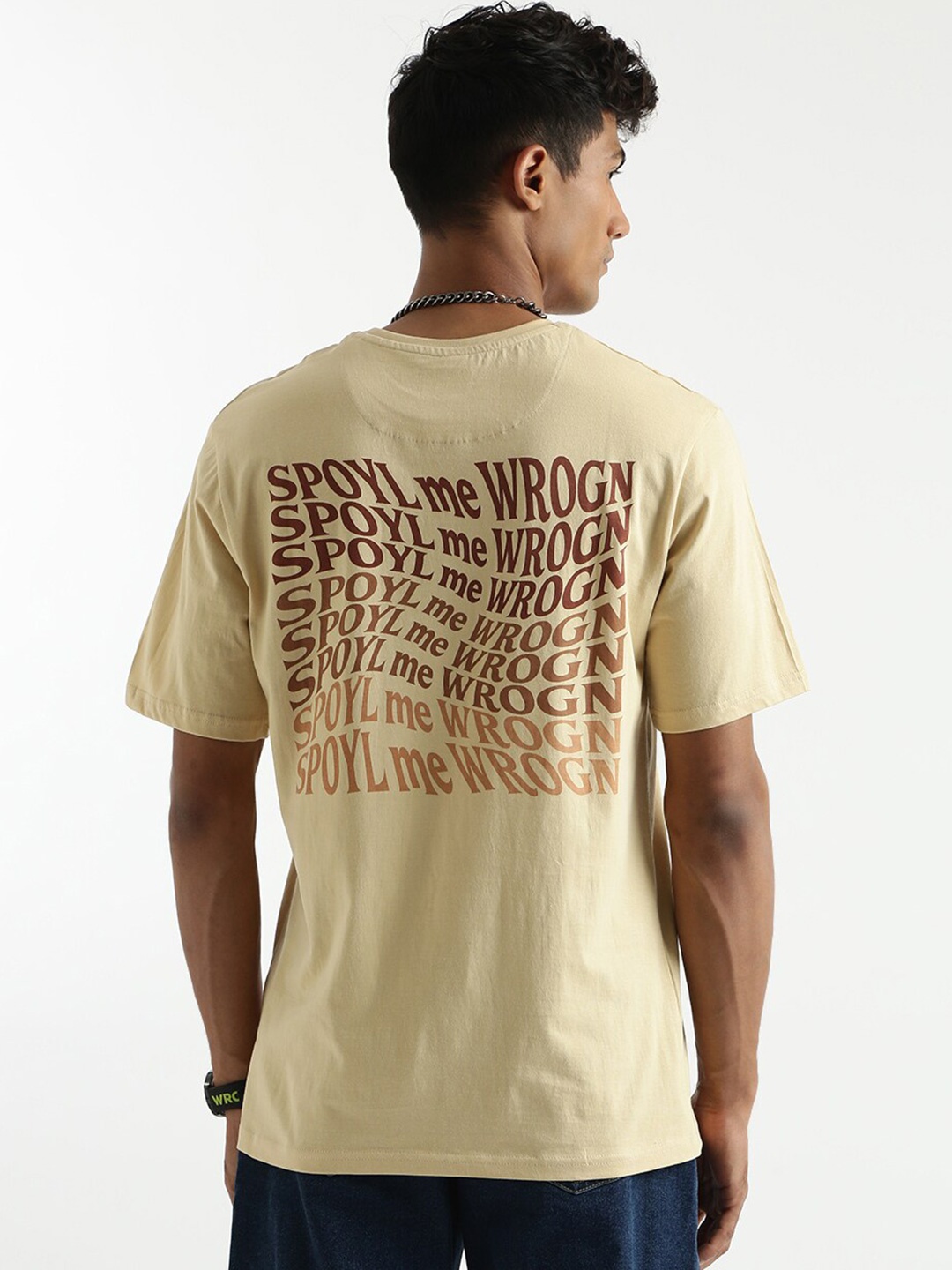 

WROGN Typography Printed Cotton T-shirt, Beige