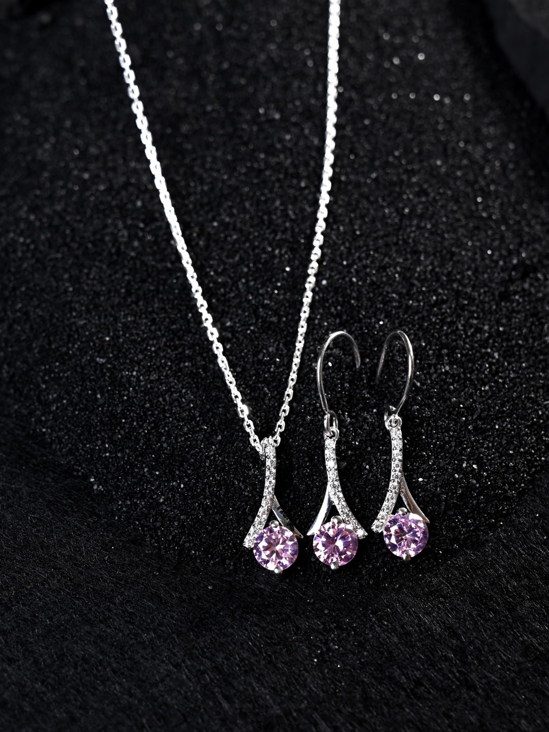 

Clara 925 Sterling Silver Rhodium-plated CZ-studded Jewellery Set