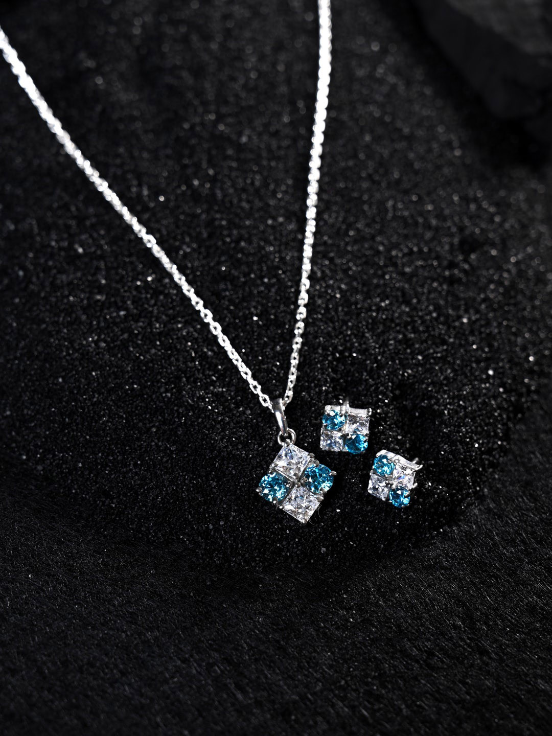 

Clara 92.5 Sterling Silver Rhodium-Plated CZ-Studded Jewellery Set
