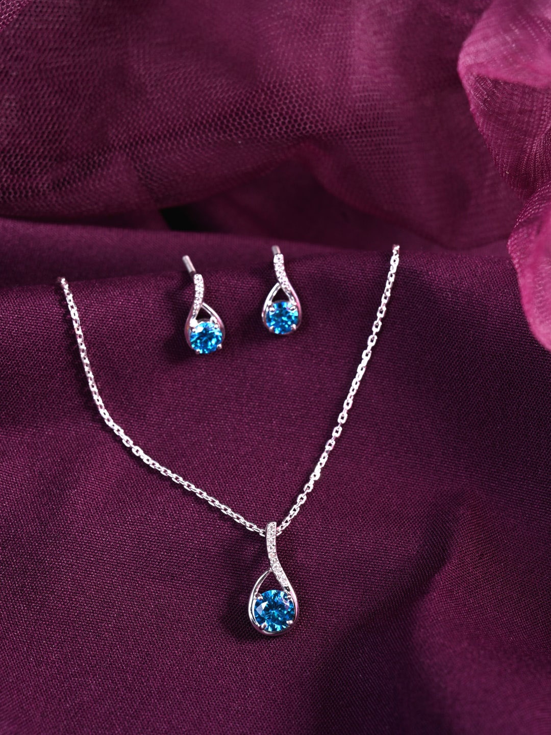 

Clara 925 Sterling Silver Rhodium-Plated CZ-Studded Necklace & Earrings