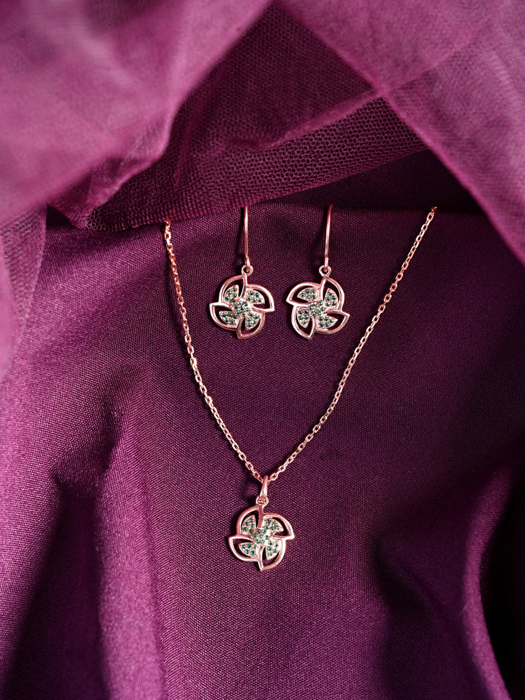 

Clara 925 Sterling Silver Rose Gold-plated CZ-studded Jewellery Set