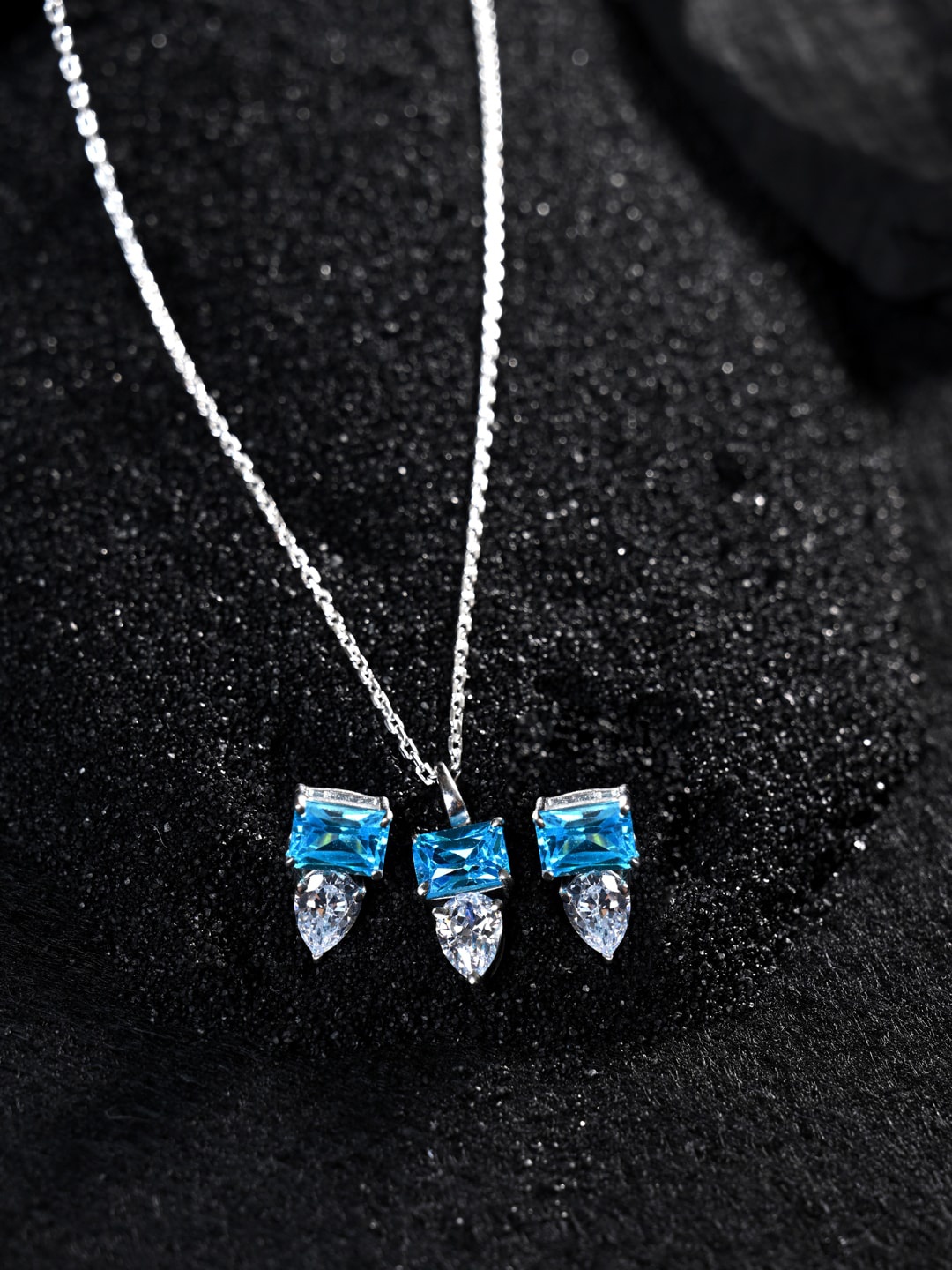 

Clara 925 Sterling Silver Rhodium-plated CZ-studded Jewellery Set