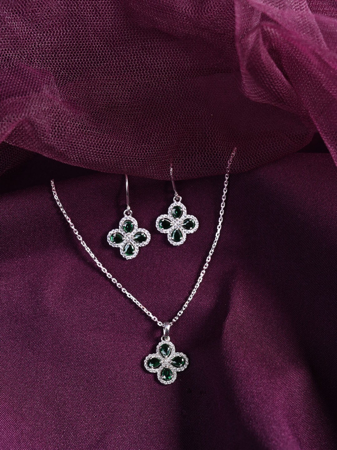 

Clara Rhodium-Plated CZ-Studded Jewellery Set, Silver