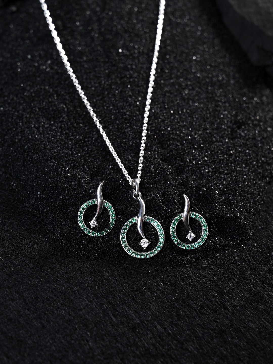 

Clara 925 Sterling Silver Rhodium-plated CZ-studded Necklace & Earrings