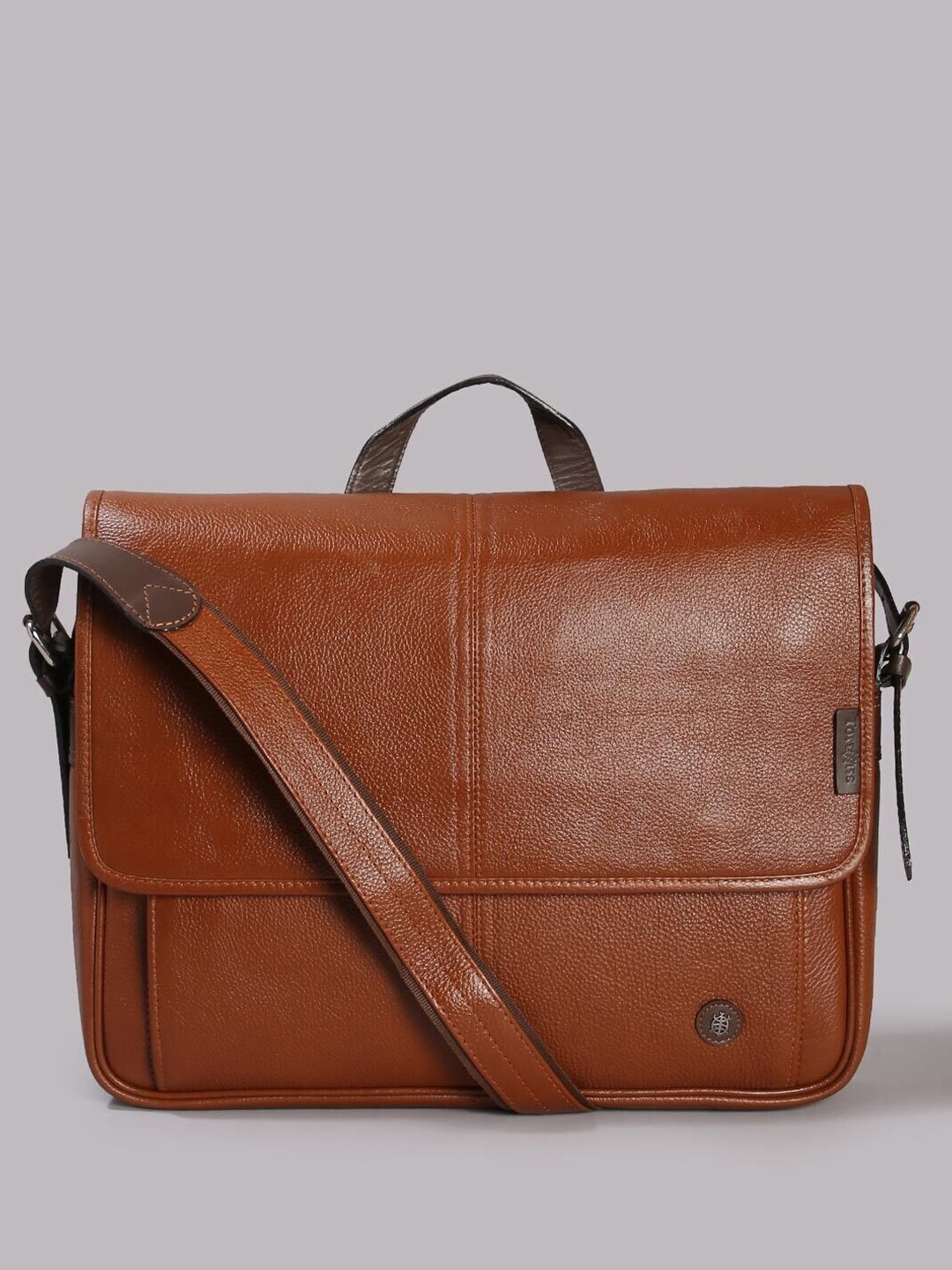 

Tortoise Unisex Textured Leather Messenger Bag, Brown