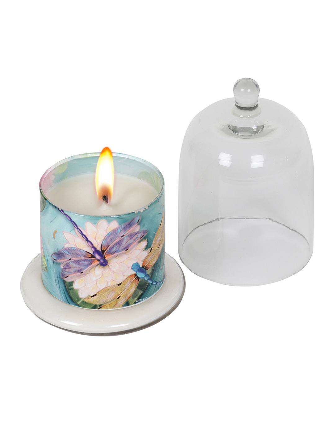 

KOLOROBIA Blue Printed Bell Jar Scented Candle