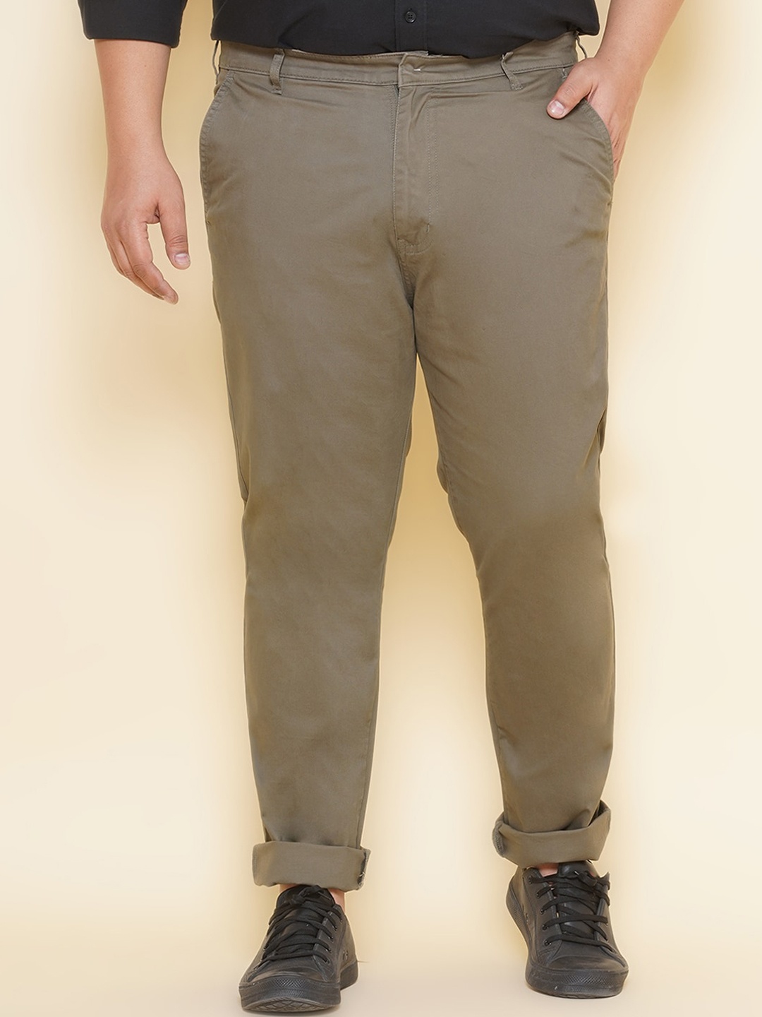 

John Pride Men Plus Size Classic Mid Rise Easy Wash Chinos, Green