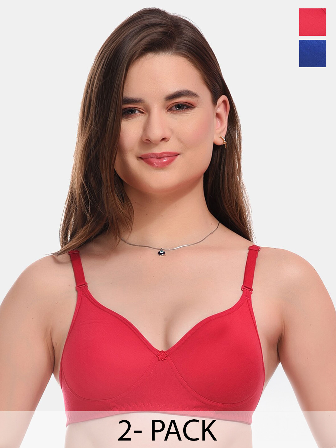 

ESOROUCHA Pack Of 2 Full Coverage Lightly Padded Everyday Bra With All Day Comfort, Pink