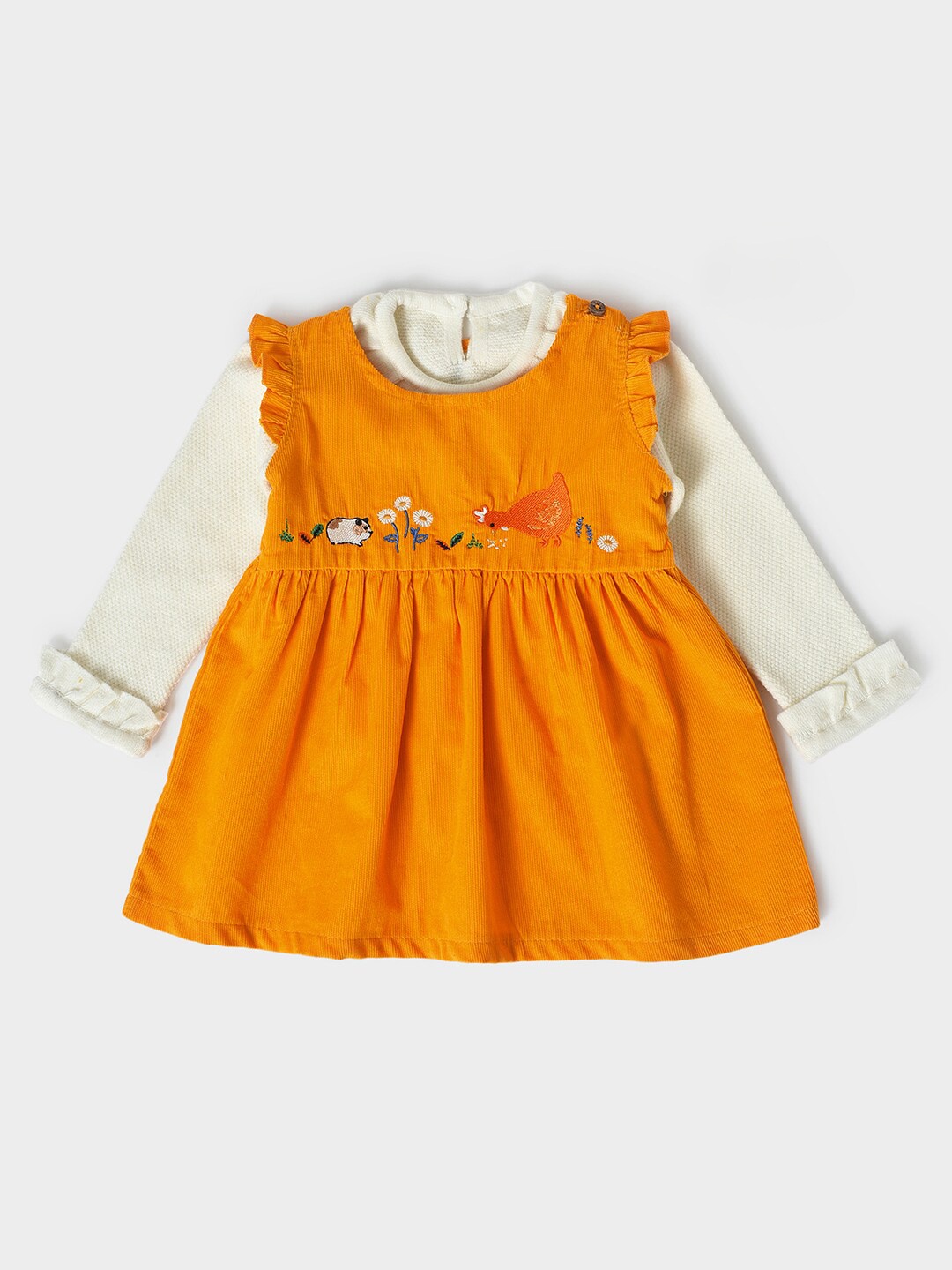 

MiArcus Girls Round Neck Cotton Fit & Flare Dress, Orange