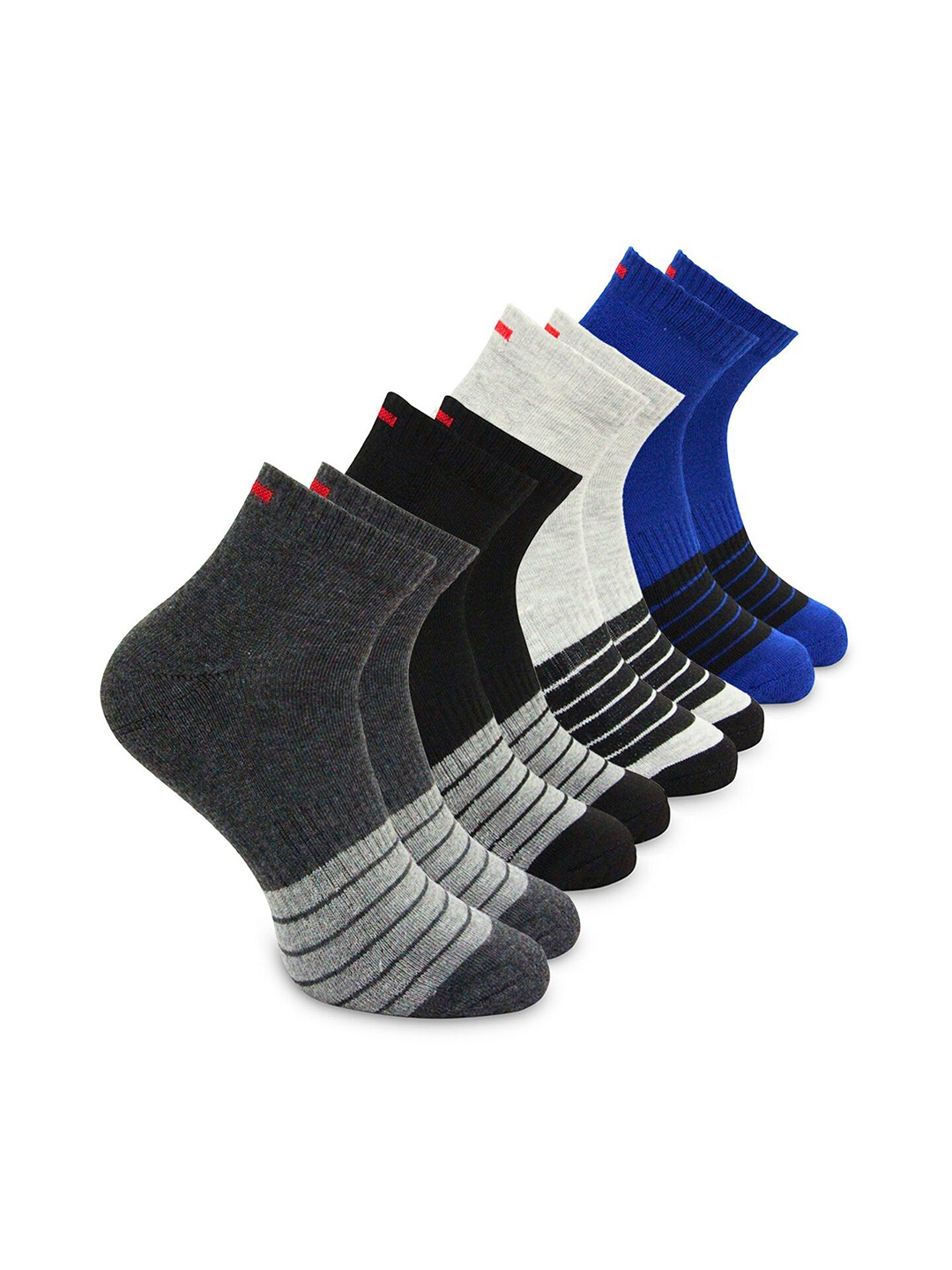 

BAESD Men Pack Of 4 Striped Ankle-length Socks, Grey
