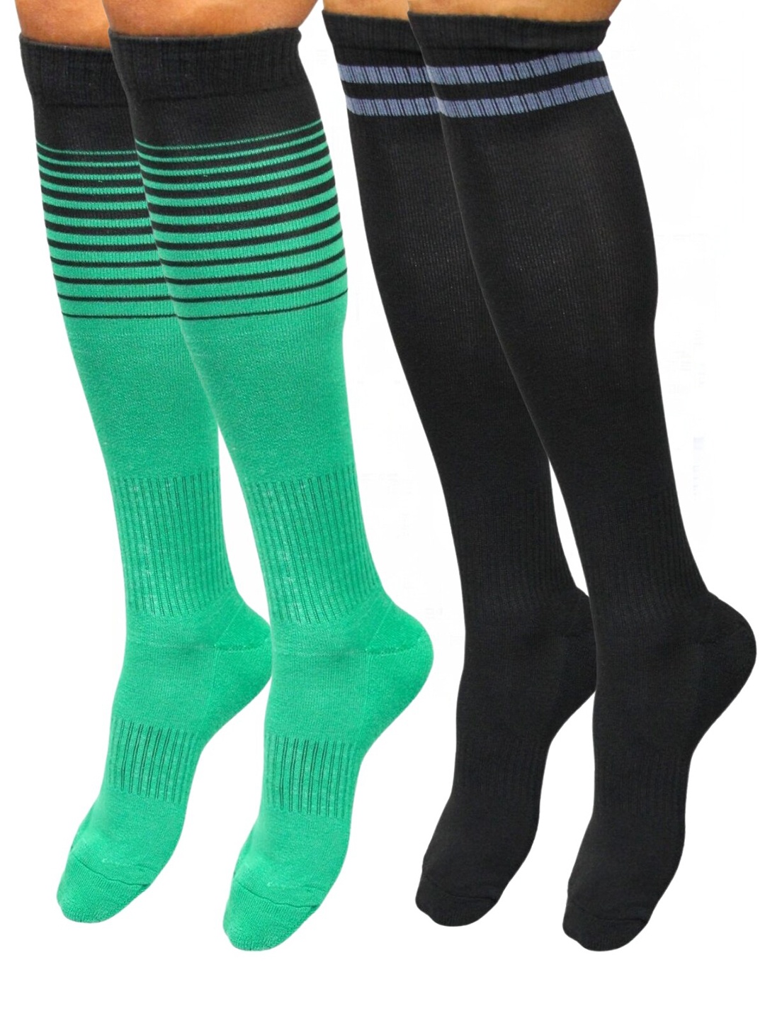 

BAESD Men Pack Of 2 Striped Sweat-Absorbent Knee-Length Socks, Green