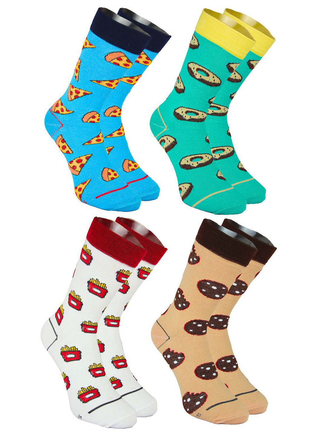 

BAESD Men Pack Of 4 Patterned Wicks Moisture Above Ankle-Length Socks, Blue