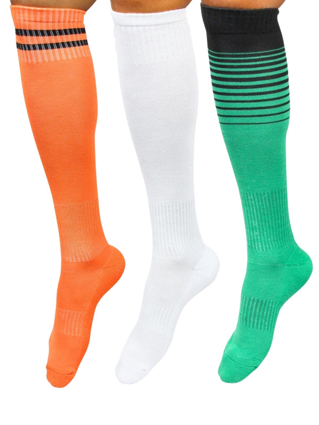 

BAESD Men Pack Of 3 Knee-Length Football Socks, White