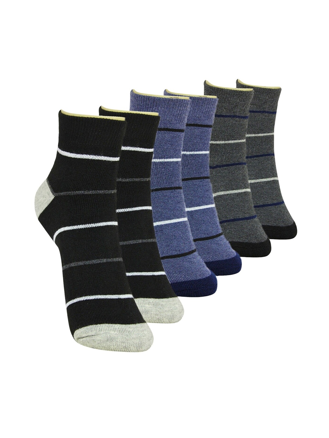 

BAESD Men Pack Of 3 Striped Ankle-Length Sports Socks, Grey