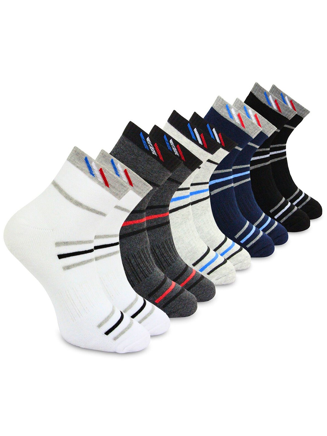 

BAESD Men Pack Of 5 Striped Ankle Length Socks, Grey