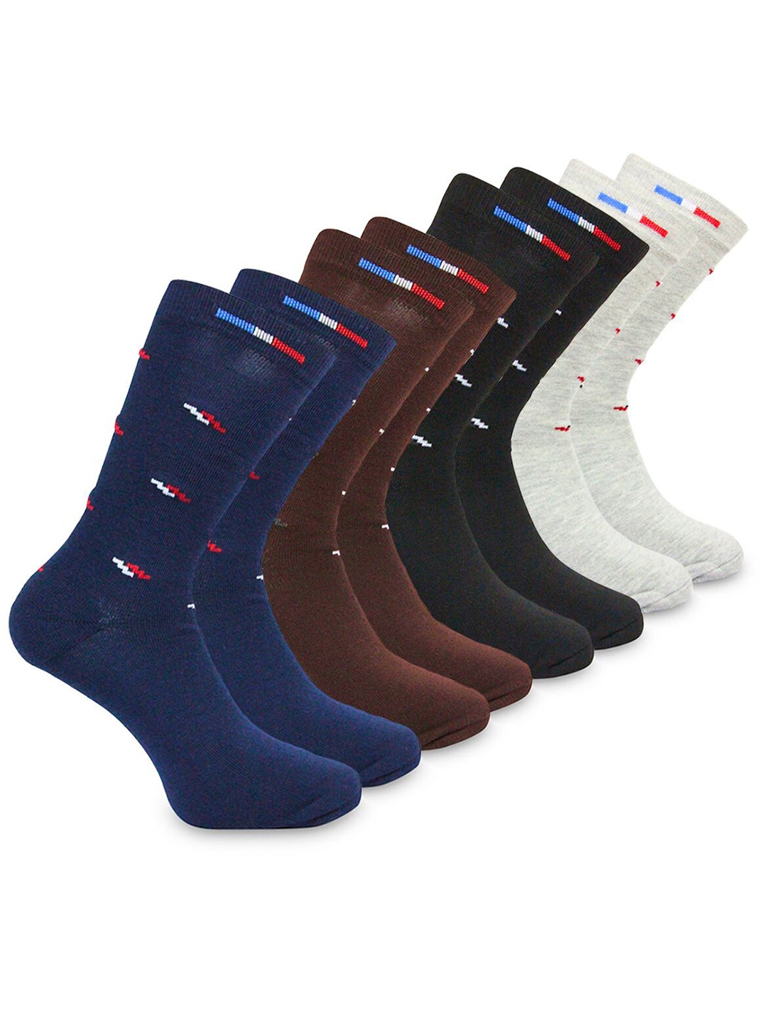 

BAESD Men Pack Of 4 Patterned Crew-Length Socks, Brown