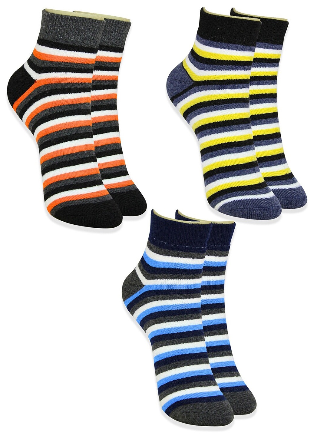

BAESD Men Pack Of 3 Striped Ankle-Length Sport Socks, Yellow