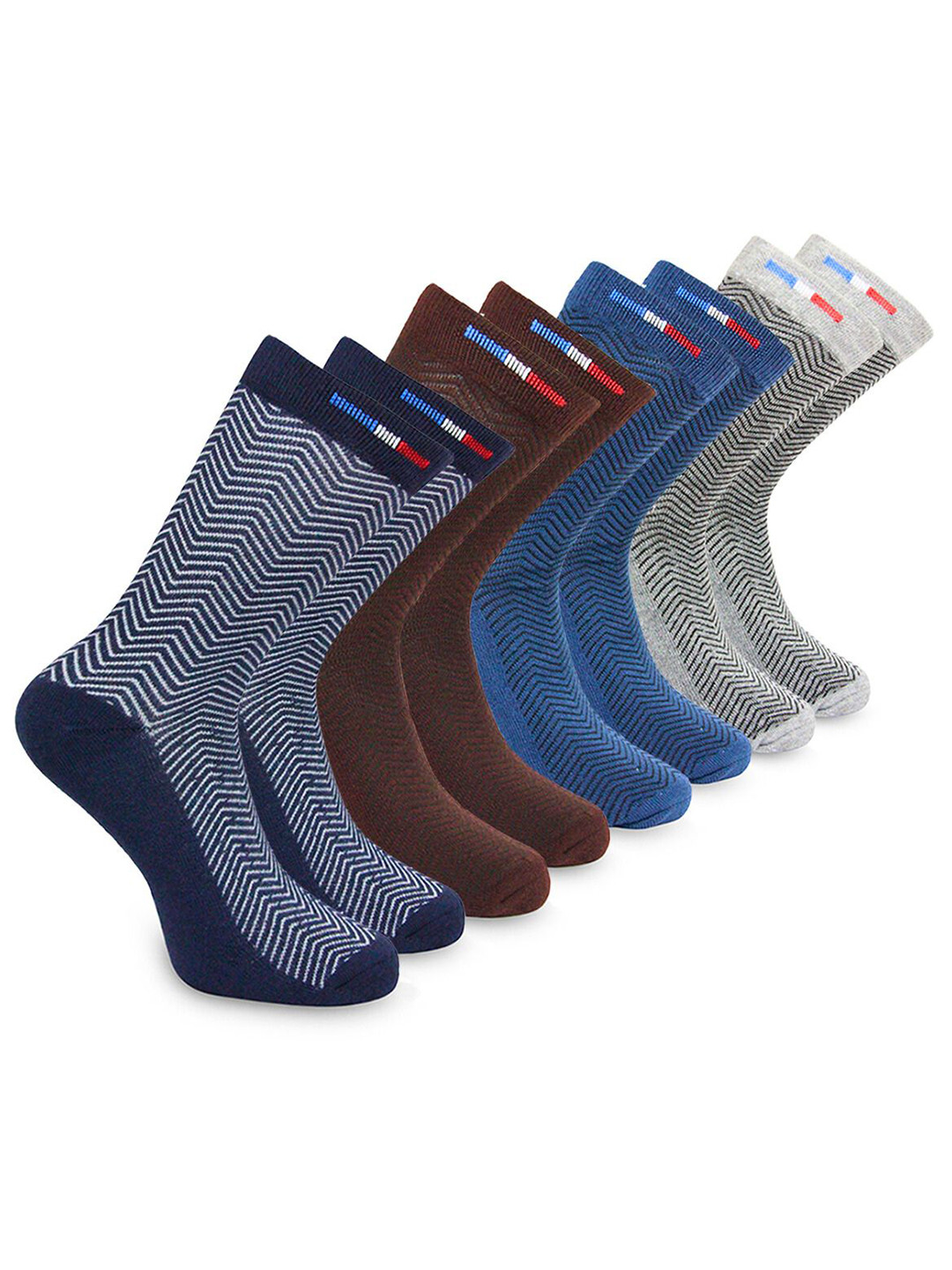 

BAESD Men Pack Of 4 Patterned Crew-Length Socks, Brown