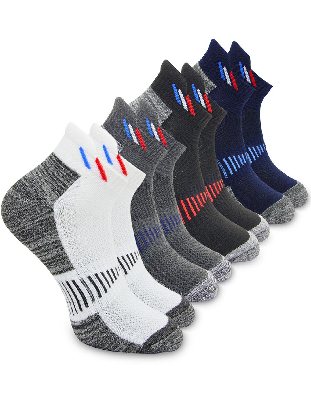 

BAESD Men Pack Of 4 Patterned Ankle Length Socks, White