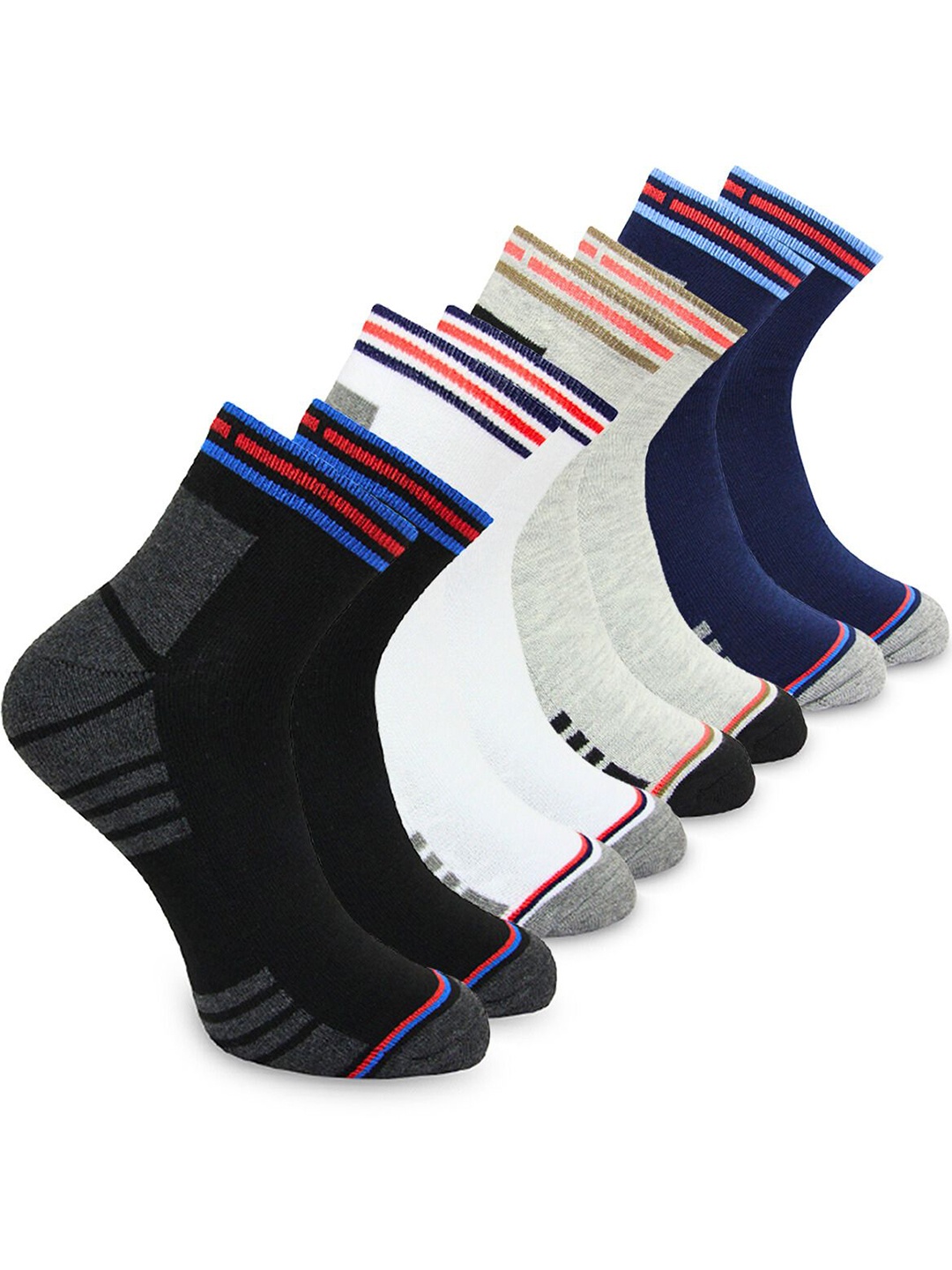 

BAESD Men Pack Of 4 Patterned Ankle Length Socks, Blue