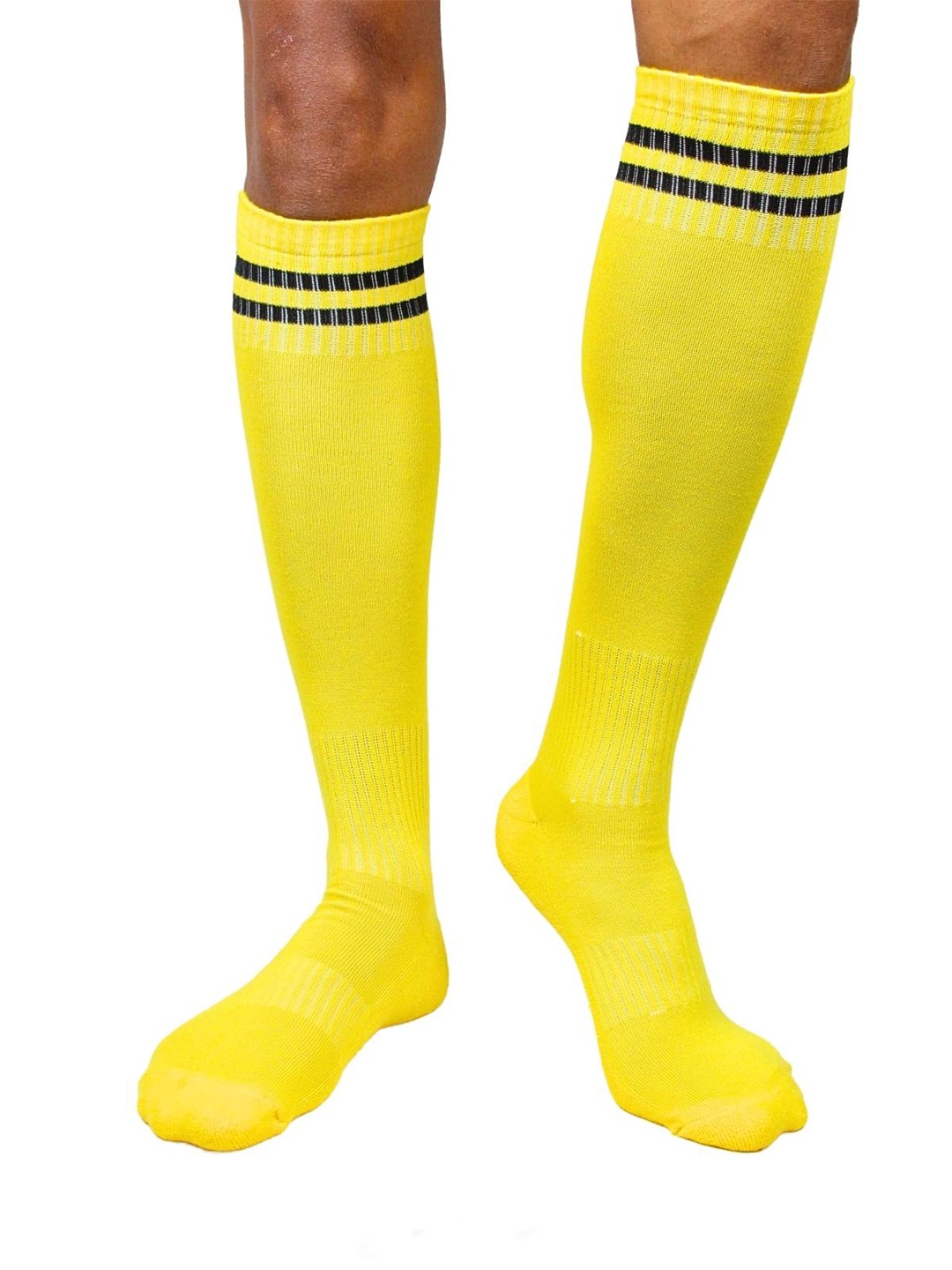 

BAESD Men Patterned Knee-Length Socks, Yellow