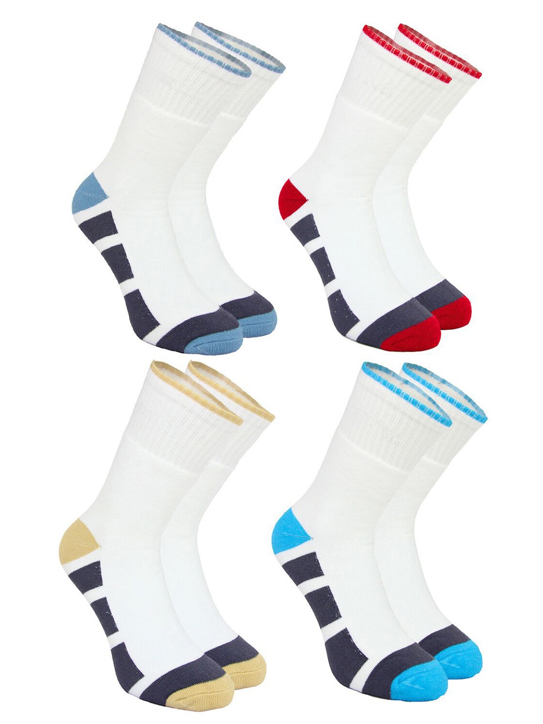 

BAESD Pack Of 4 Patterned Calf Length Socks, White