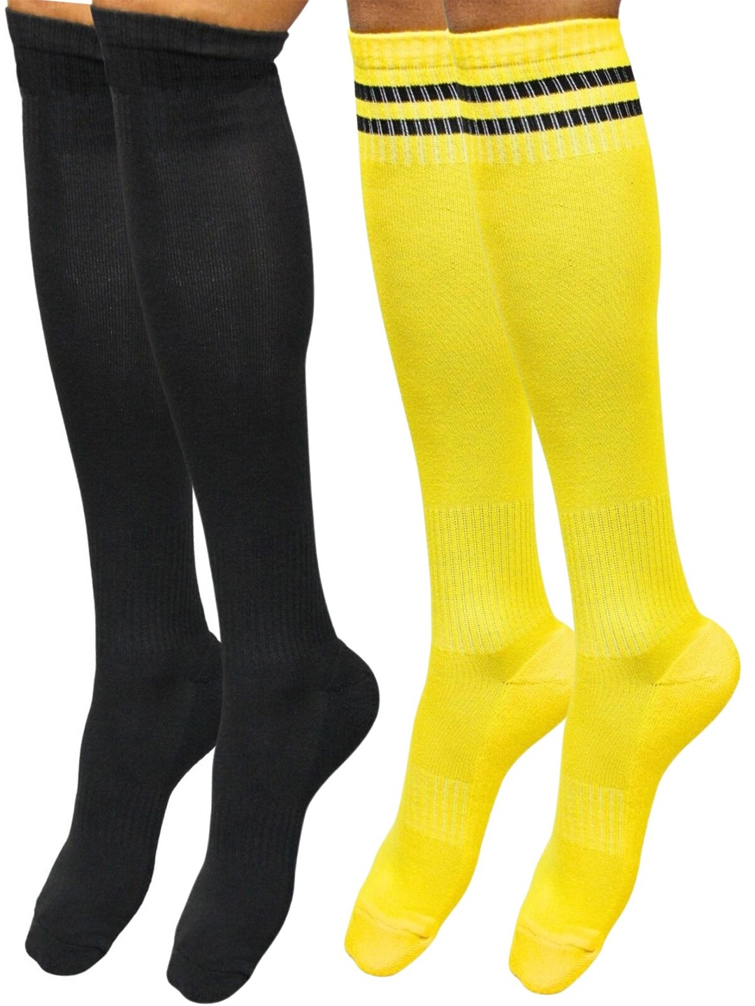 

BAESD Pack Of 2 Knee-Length Football Socks, Black