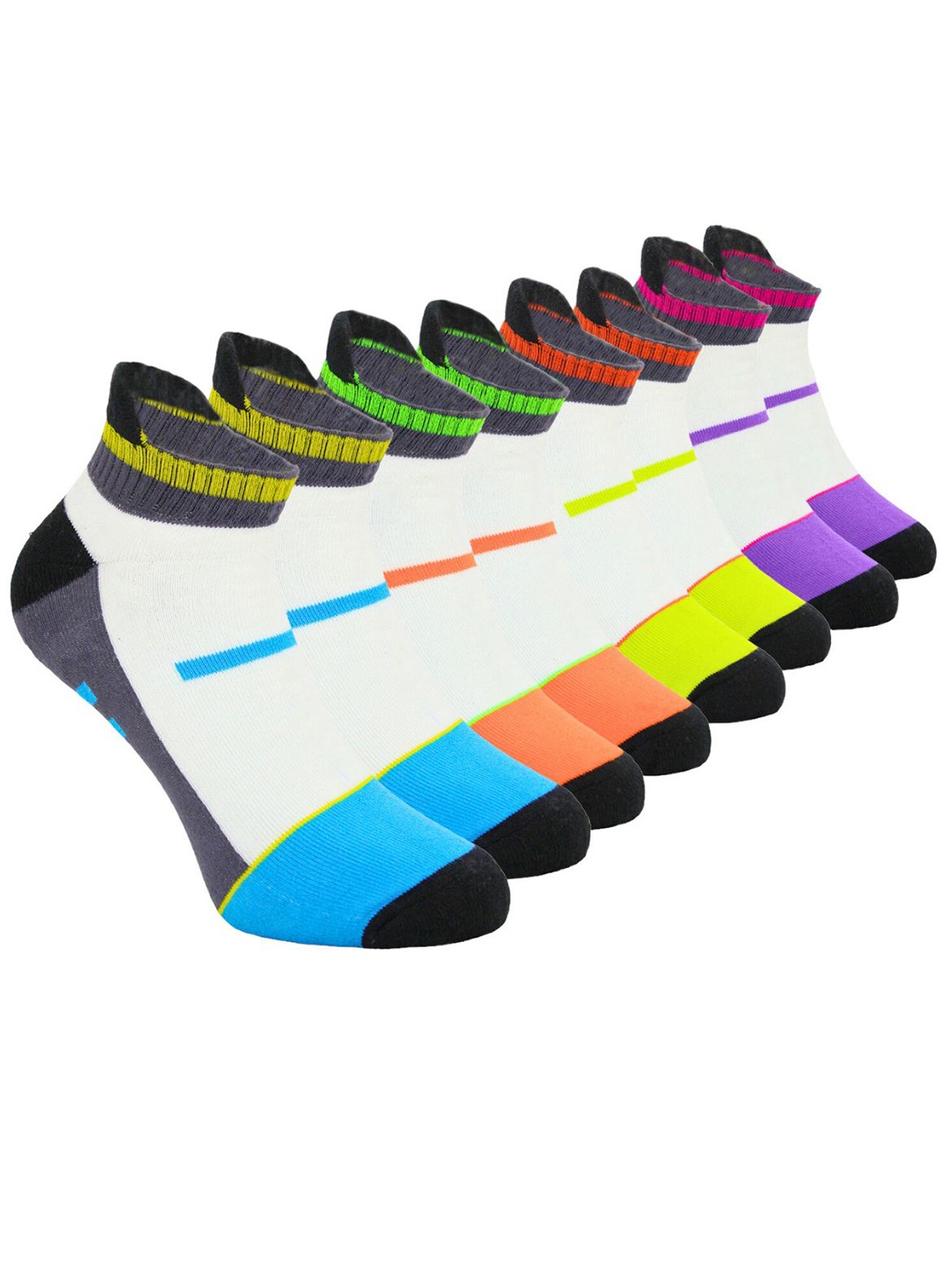 

BAESD Pack Of 4 Striped Ankle Length Socks, Orange