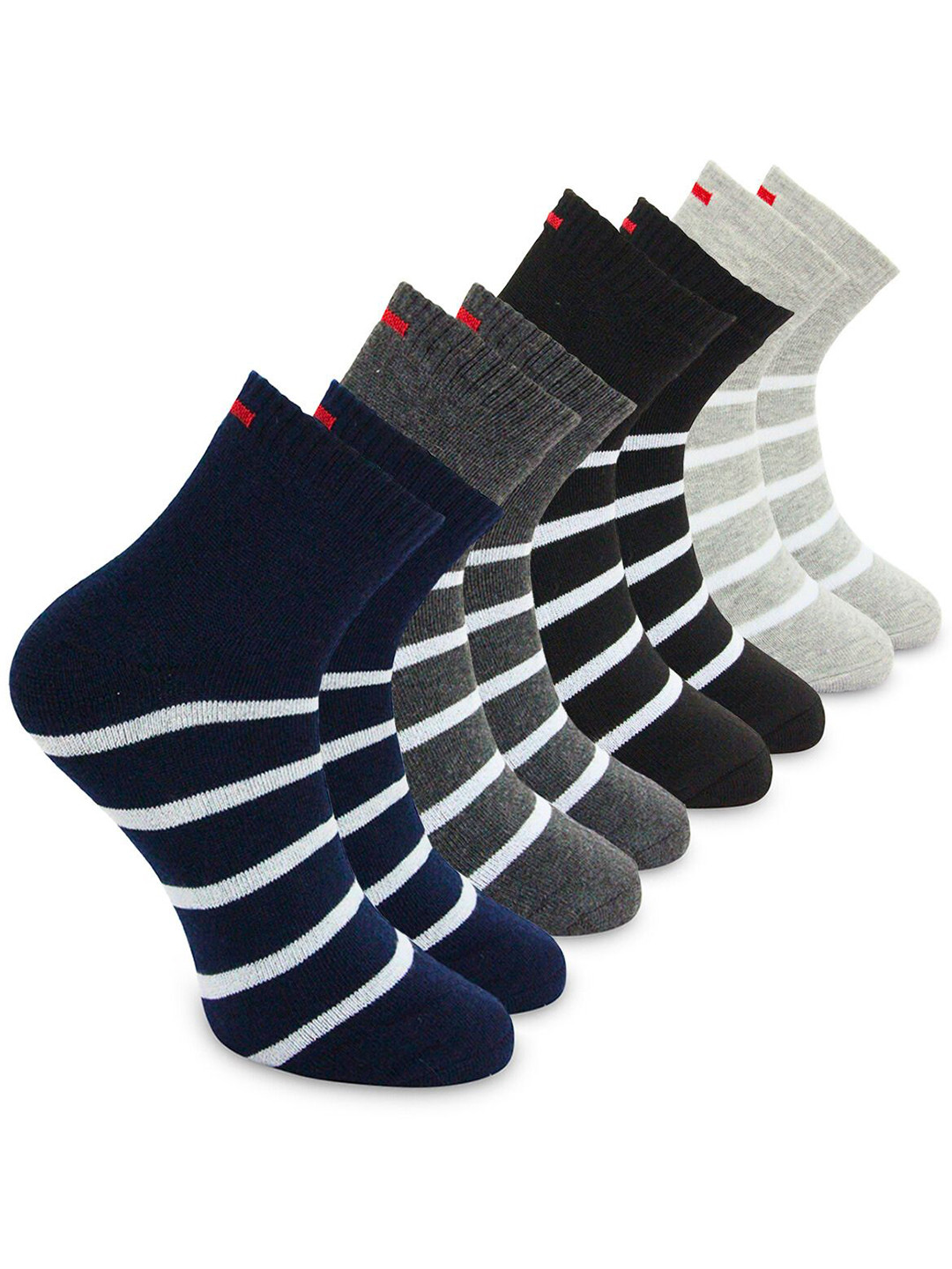 

BAESD Pack Of 4 Striped Ankle Length Socks, Grey