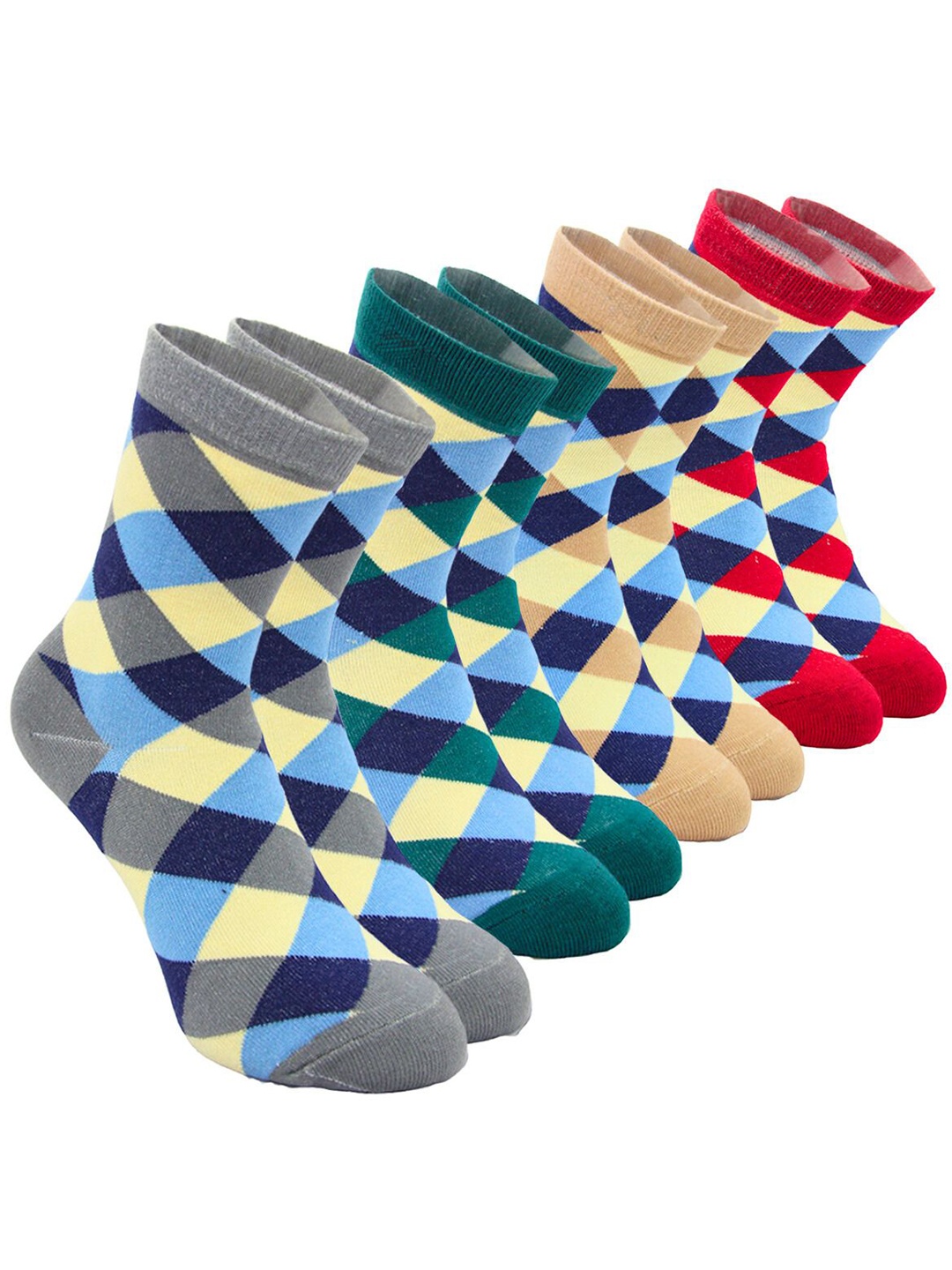 

BAESD Men Pack of 4 Above Ankle-Length Patterned Socks, Grey