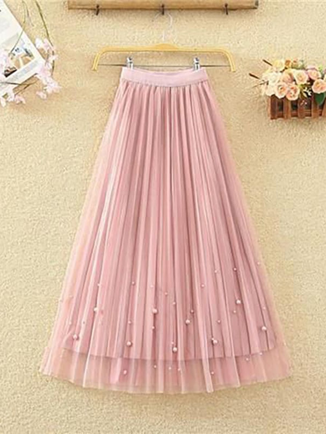 

StyleCast Pink Flared Pleated Midi Skirt