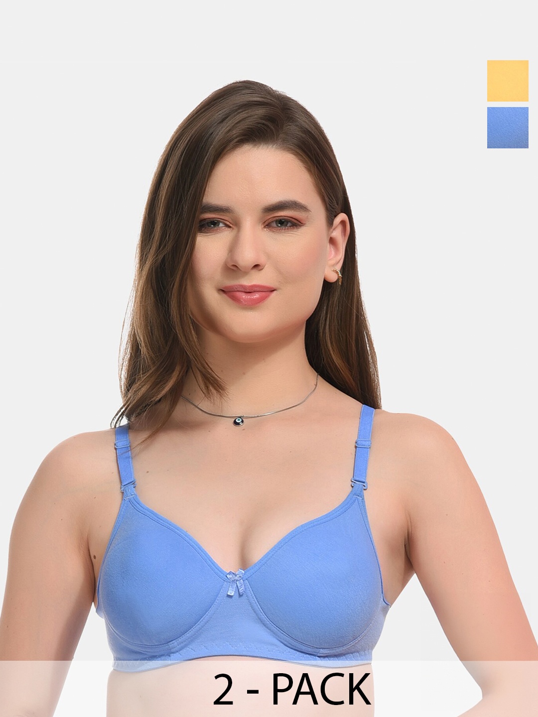 

ESOROUCHA Pack Of 2 Full Coverage Lightly Padded Everyday Bra With All Day Comfort, Blue