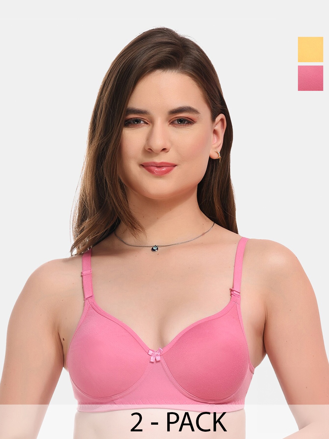 

ESOROUCHA Pack Of 2 Full Coverage Lightly Padded Everyday Bra With All Day Comfort, Rose