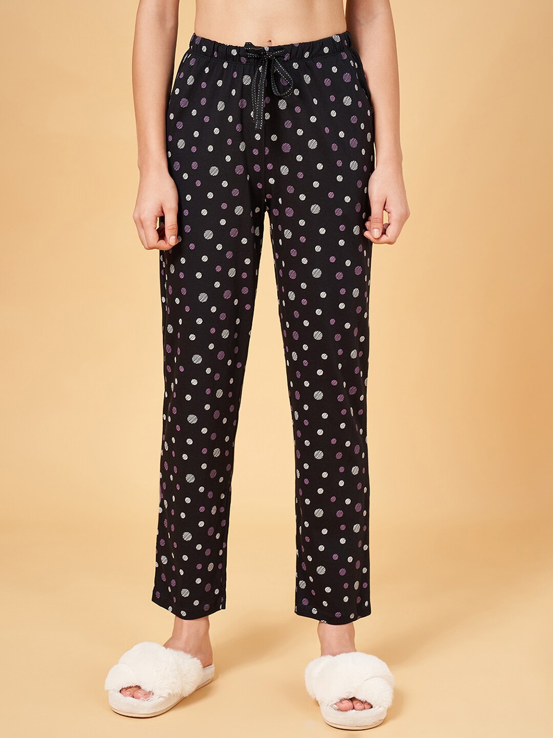 

Dreamz by Pantaloons Women Printed Cotton Lounge Pants, Black