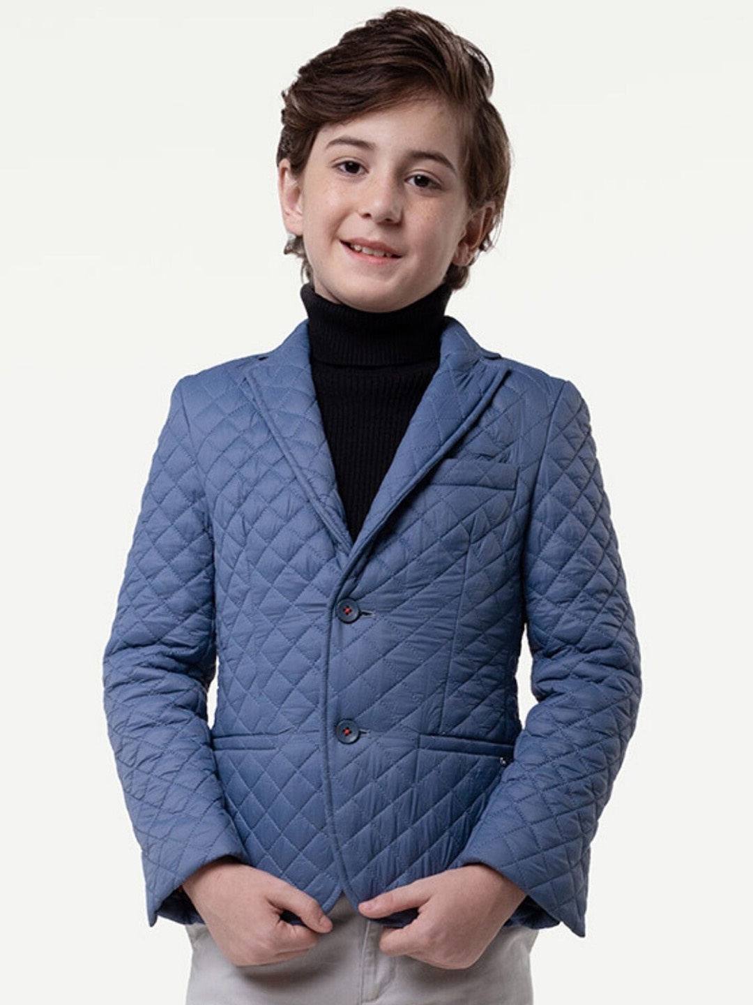 

One Friday Boys Self Design Single Breasted Blazer, Blue