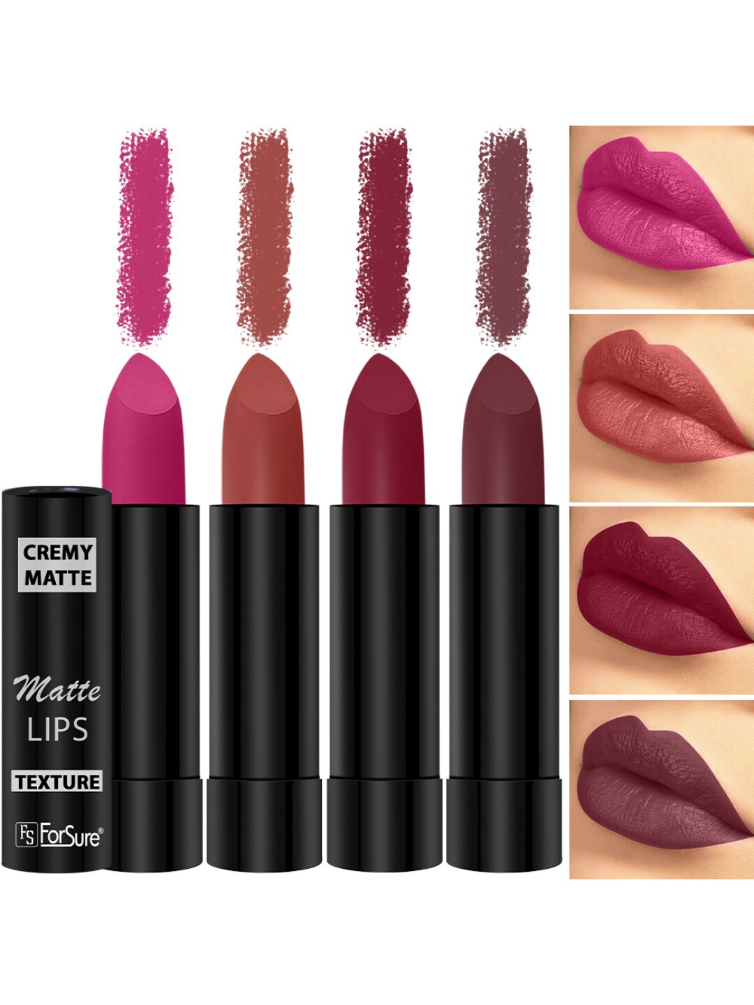 

ForSure Set Of 4 Cremy Matte Long Lasting & Lightweight Lipstick - Shades 71-73-80-87, Pink