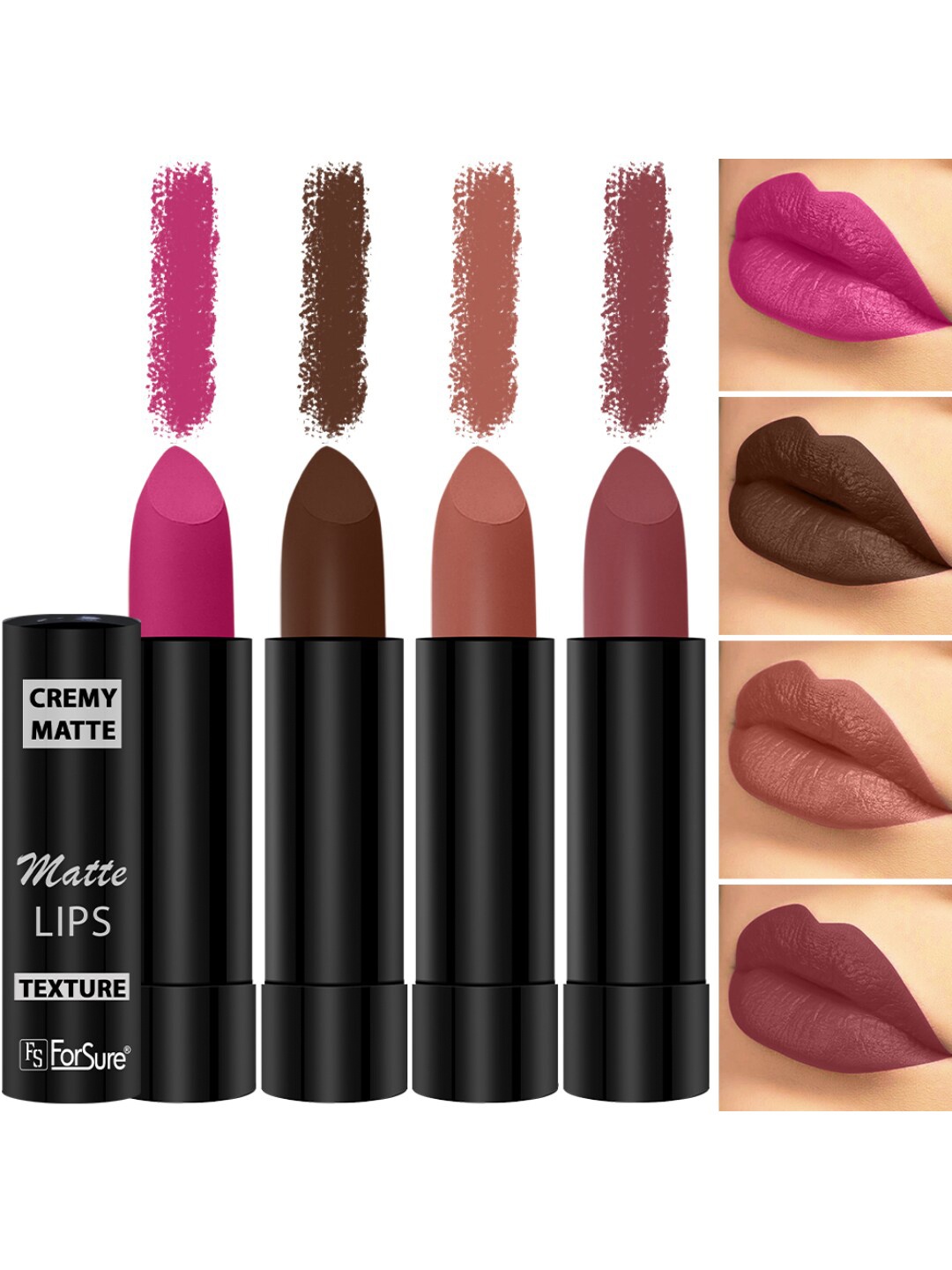 

ForSure Set Of 4 Cremy Matte Long Lasting & Lightweight Lipstick - Shades 62-67-71-110, Brown