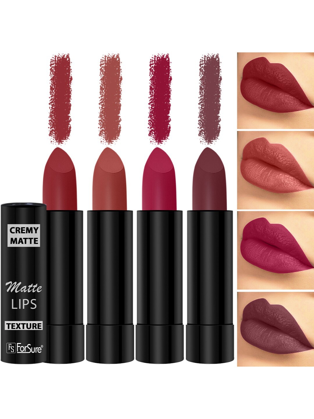 

ForSure Set Of 4 Cremy Matte Long Lasting & Lightweight Lipstick - Shades 73-80-84-86, Maroon