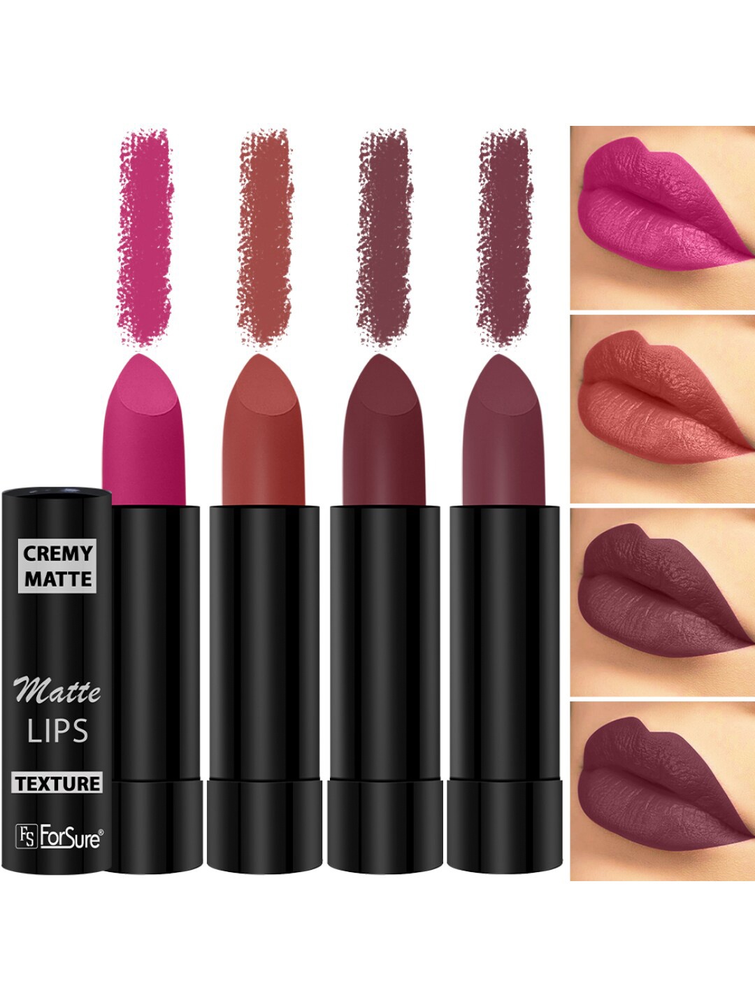 

ForSure Set Of 4 Cremy Matte Long Lasting & Lightweight Lipstick - Shades 71-73-80-96, Pink