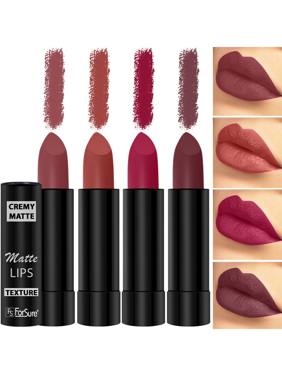 

ForSure Set Of 4 Cremy Matte Long Lasting & Lightweight Lipstick - Shades 73-80-84-110, Purple