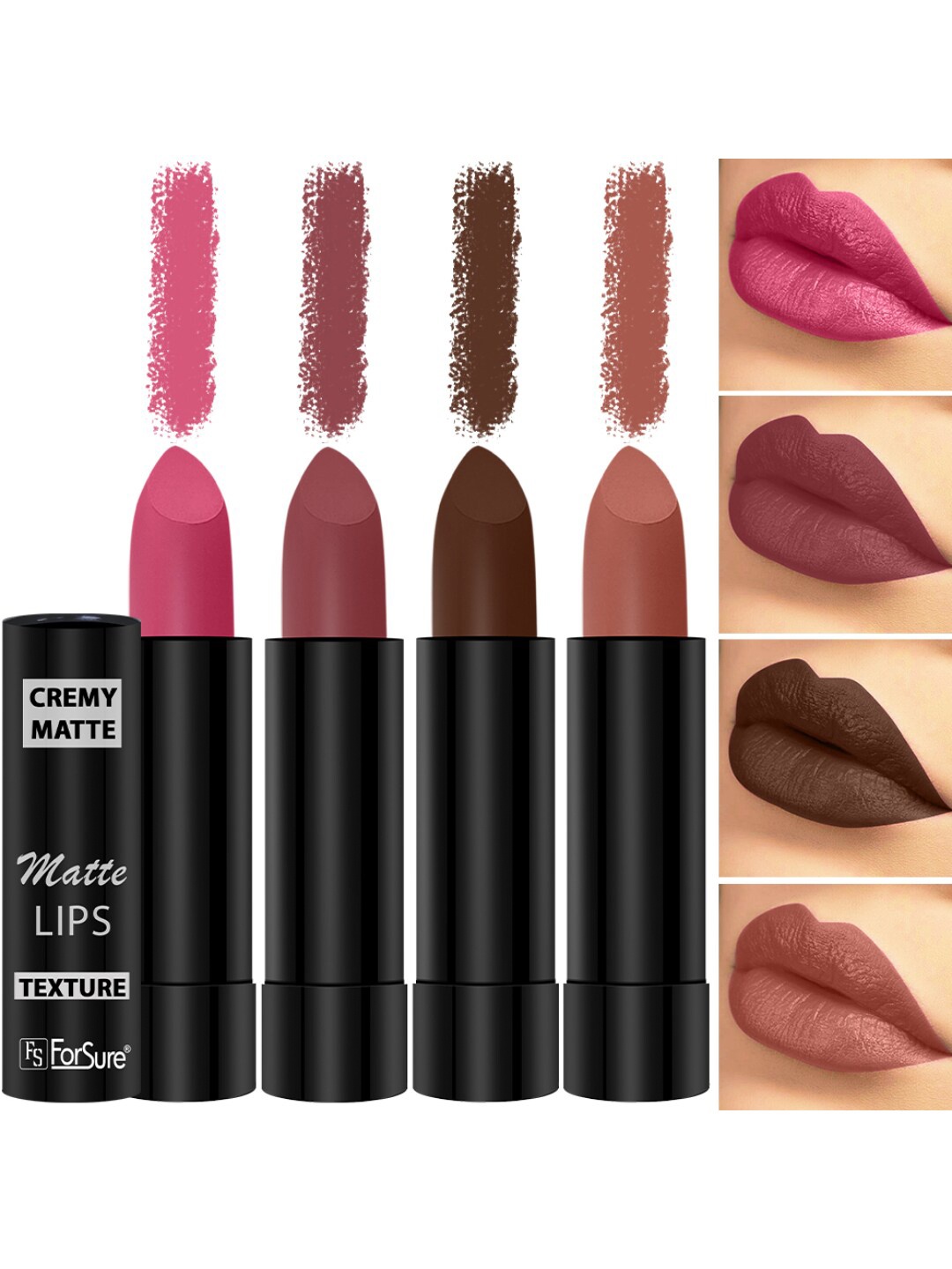 

ForSure Set Of 4 Cremy Matte Long Lasting & Lightweight Lipstick - Shades 60-62-67-110, Pink