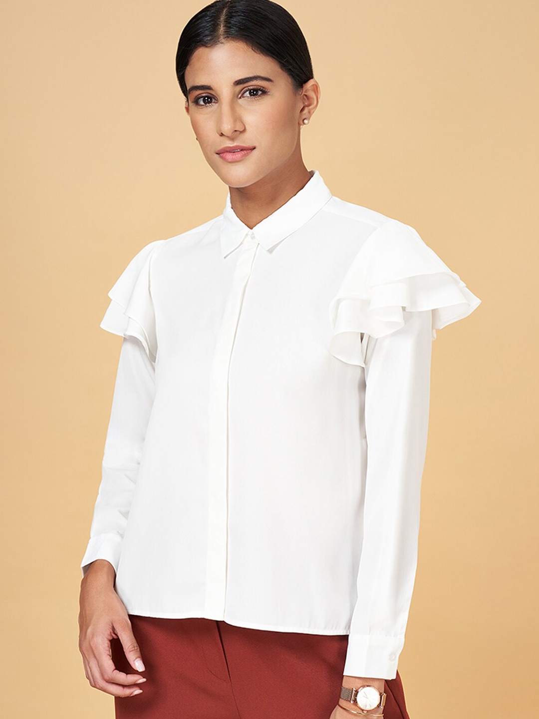 

Annabelle by Pantaloons Spread Collar Formal Shirt, White