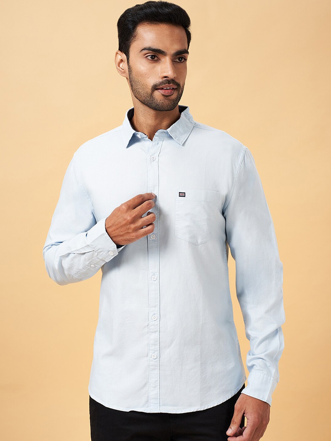 

BYFORD by Pantaloons Spread Collar Slim Fit Casual Shirt, Blue