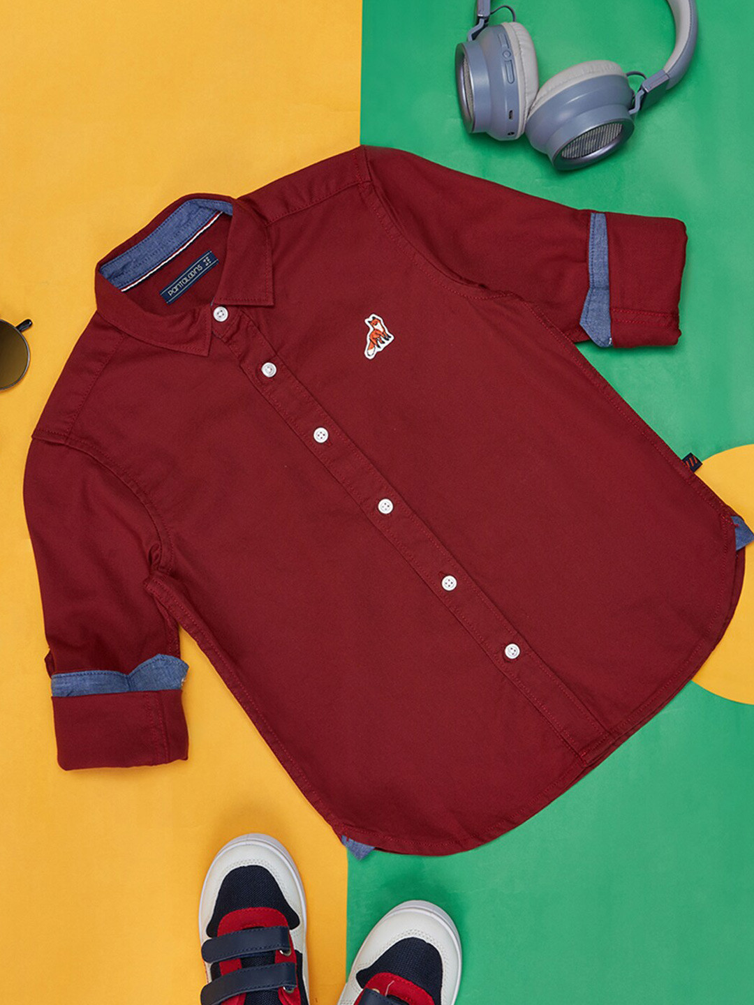 

Pantaloons Junior Boys Spread Collar Cotton Casual Shirt, Maroon