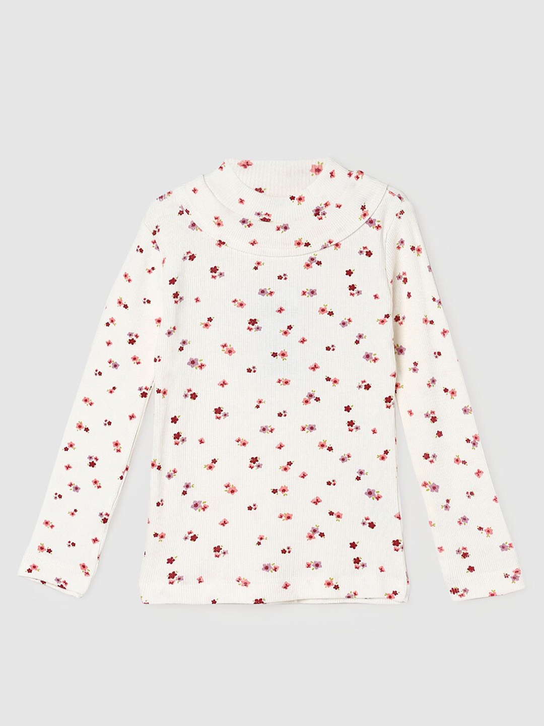 

max Girls Floral Printed Pure Cotton Top, White