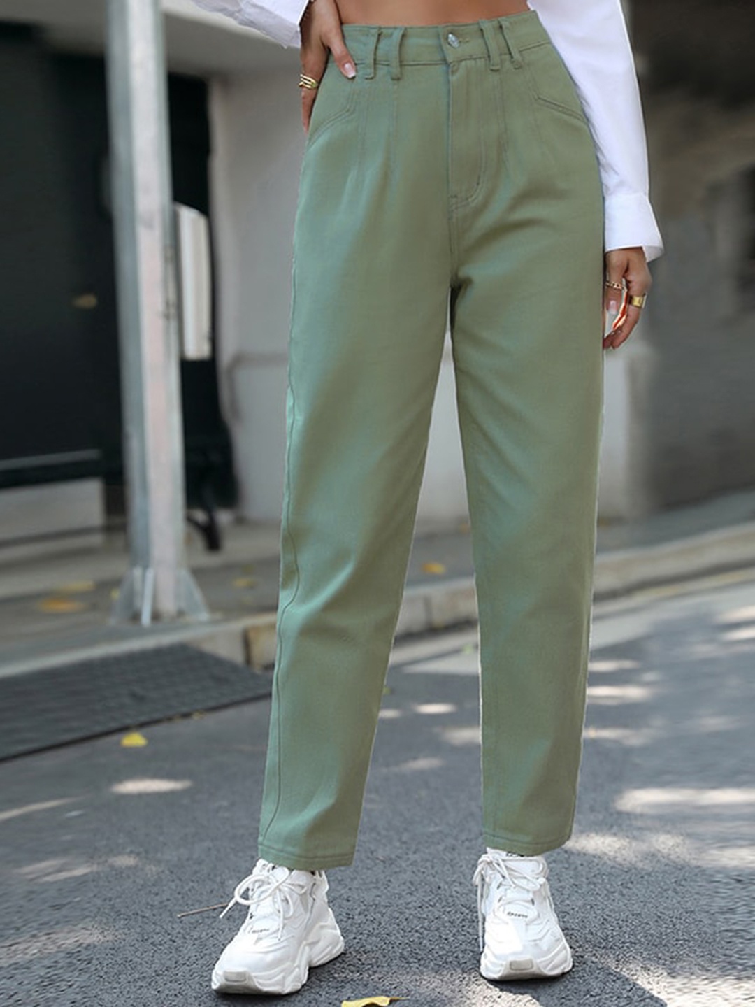 

StyleCast Women Green High-Rise Cotton Regular Trousers
