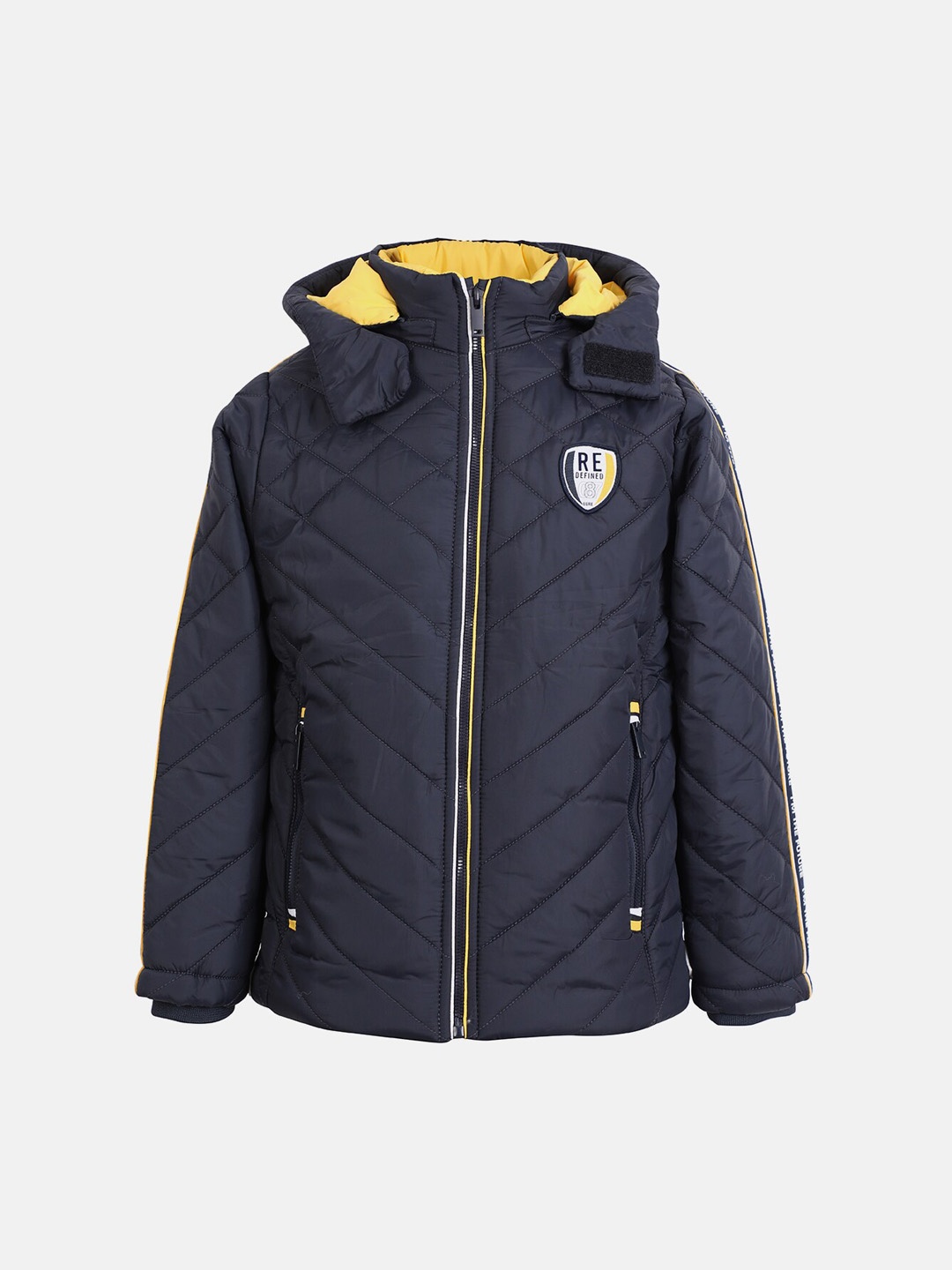 

CHKOKKO Boys Hooded Quilted Jacket, Navy blue