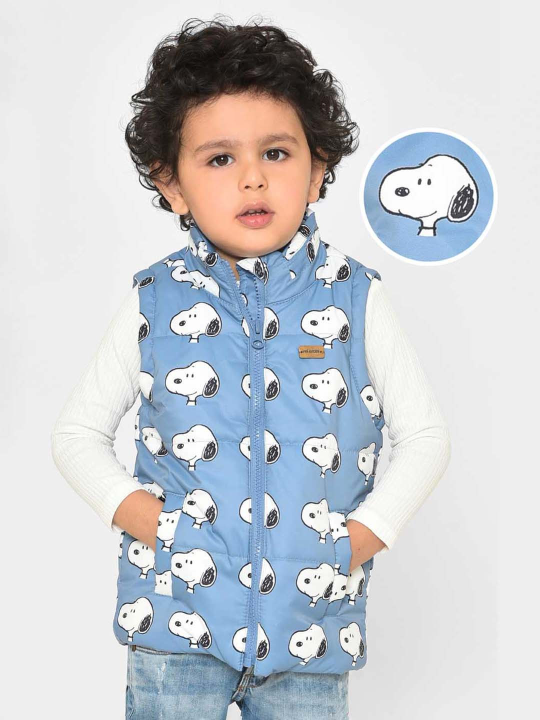 

MiArcus Infants Kids Hooded Snoopy Printed Lightweight Jacket, Blue